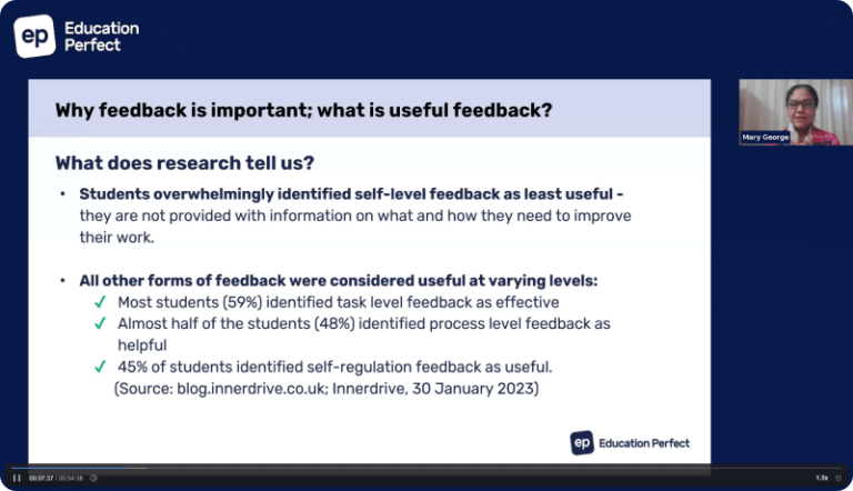 Four major feedback levels and student impacts