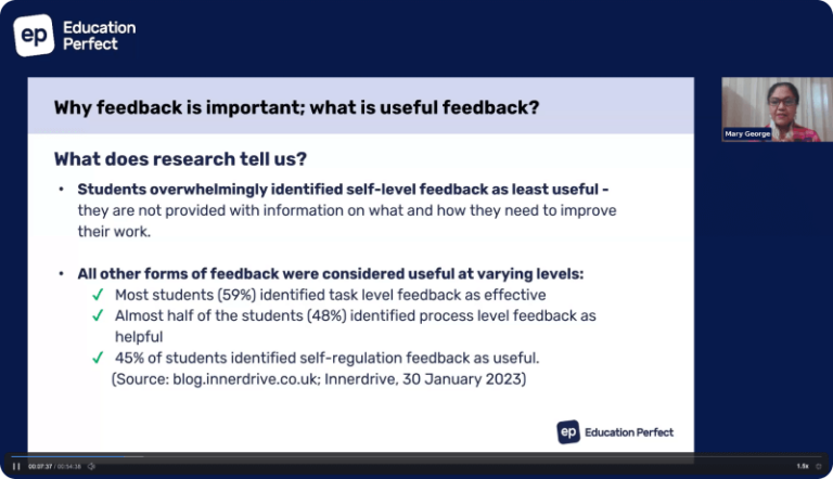 Four major feedback levels and student impacts